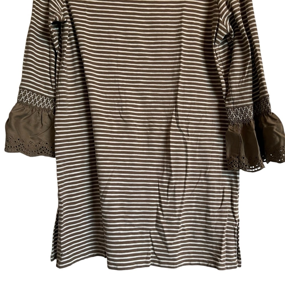 J.Jill Wearever Striped Bell Sleeve Tunic Top Womens S Boho Cottagecore Artisan - Picture 8 of 11